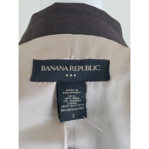 Banana Republic~Woman Size  2~Dusty Brown Wool Blend Career Blazer Jacket NWT. - Picture 2 of 9